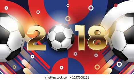 Football 2018 World Championship Background Soccer. Realistic Isolated Vector Ball.