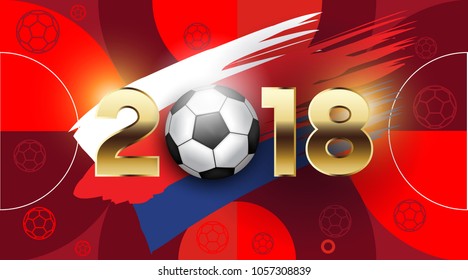 Football 2018 World Championship Background Soccer. Realistic Isolated Vector Ball.