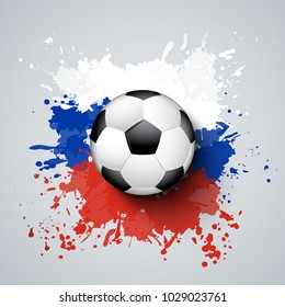 Football 2018 world championship with ball and Russia flag colors. Splash of colors.