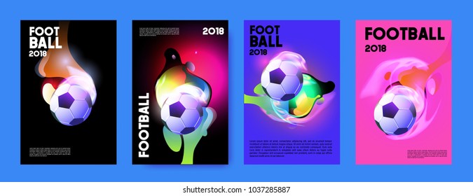 Football 2018 world championship cup background soccer. Vector colorful glow poster set background in eps 10.