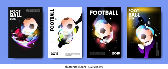 Football 2018 world championship cup background soccer. Vector colorful glow poster set background in eps 10.