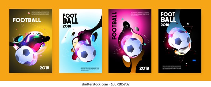 Football 2018 world championship cup background soccer. Vector colorful glow poster set background in eps 10.