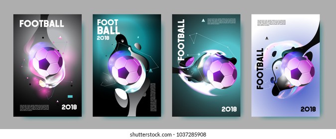 Football 2018 world championship cup background soccer. Vector colorful glow poster set background in eps 10.