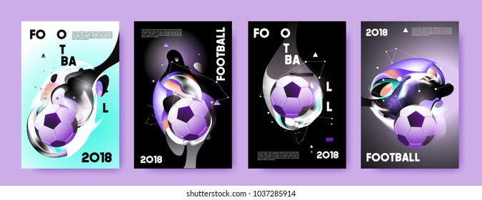 Football 2018 world championship cup background soccer. Vector colorful glow poster set background in eps 10.