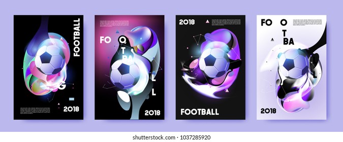 Football 2018 world championship cup background soccer. Vector colorful glow poster set background in eps 10.