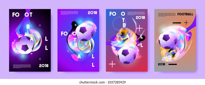 Football 2018 world championship cup background soccer. Vector colorful glow poster set background in eps 10.