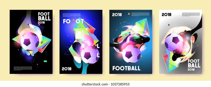 Football 2018 world championship cup background soccer. Vector colorful glow poster set background in eps 10.