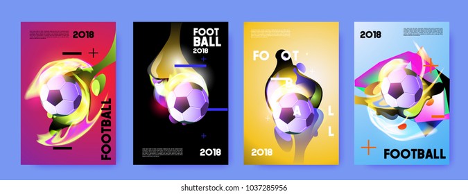 Football 2018 world championship cup background soccer. Vector colorful glow poster set background in eps 10.