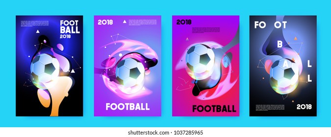 Football 2018 world championship cup background soccer. Vector colorful glow poster set background in eps 10.