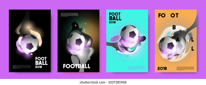 Football 2018 world championship cup background soccer. Vector colorful glow poster set background in eps 10.