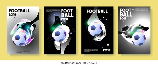 Football 2018 world championship cup background soccer. Vector colorful glow poster set background in eps 10.