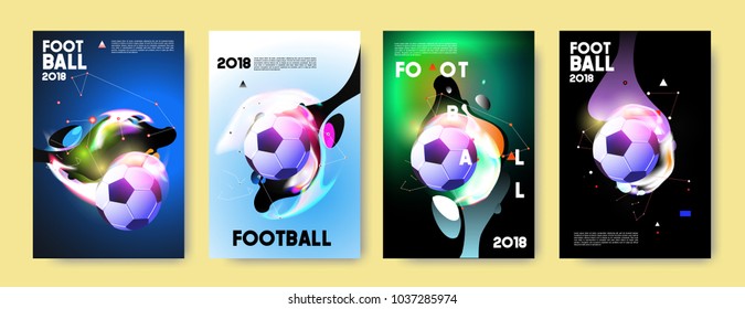 Football 2018 world championship cup background soccer. Vector colorful glow poster set background in eps 10.