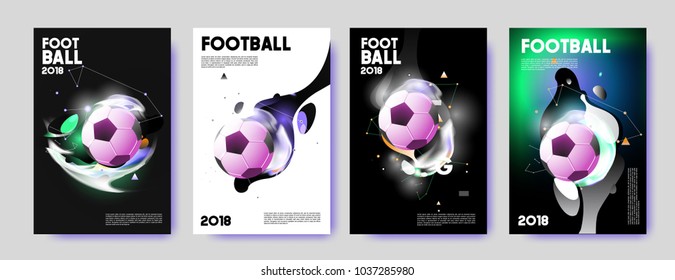 Football 2018 world championship cup background soccer. Vector colorful glow poster set background in eps 10.