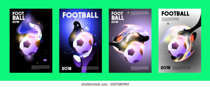 Football 2018 world championship cup background soccer. Vector colorful glow poster set background in eps 10.