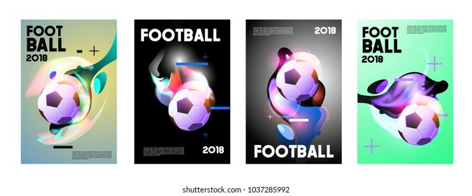 Football 2018 world championship cup background soccer. Vector colorful glow poster set background in eps 10.