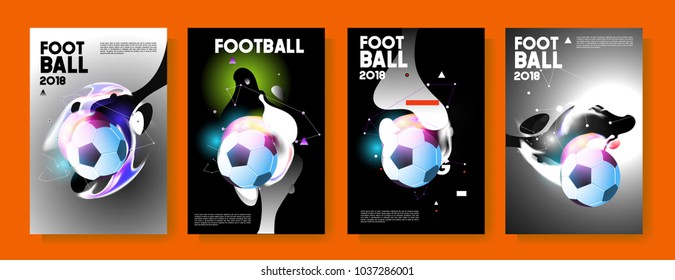 Football 2018 world championship cup background soccer. Vector colorful glow poster set background in eps 10.