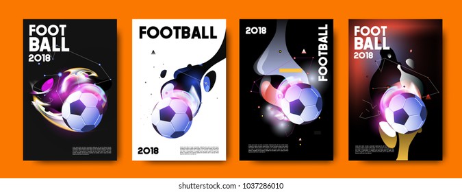 Football 2018 world championship cup background soccer. Vector colorful glow poster set background in eps 10.