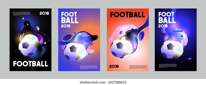 Football 2018 world championship cup background soccer. Vector colorful glow poster set background in eps 10.