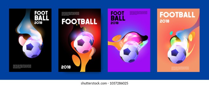 Football 2018 world championship cup background soccer. Vector colorful glow poster set background in eps 10.