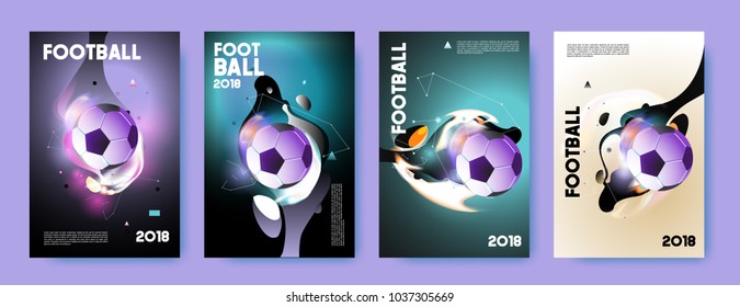 Football 2018 world championship cup background soccer. Vector colorful glow poster set background in eps 10.