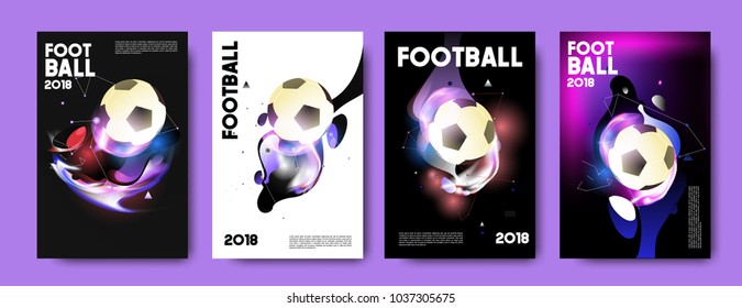 Football 2018 world championship cup background soccer. Vector colorful glow poster set background in eps 10.