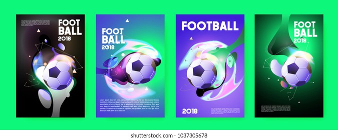 Football 2018 world championship cup background soccer. Vector colorful glow poster set background in eps 10.