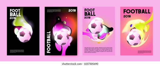 Football 2018 world championship cup background soccer. Vector colorful glow poster set background in eps 10.