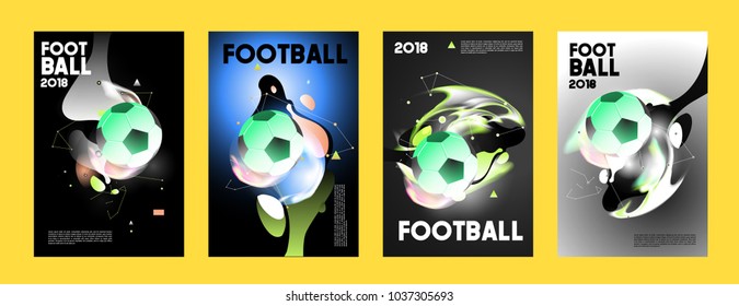 Football 2018 world championship cup background soccer. Vector colorful glow poster set background in eps 10.