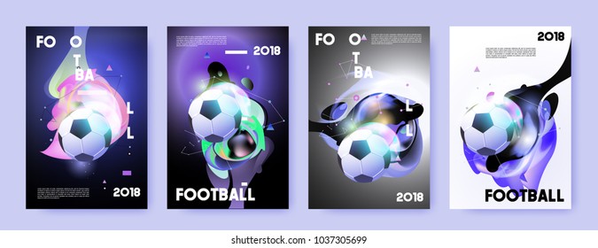 Football 2018 world championship cup background soccer. Vector colorful glow poster set background in eps 10.