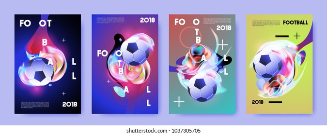 Football 2018 world championship cup background soccer. Vector colorful glow poster set background in eps 10.