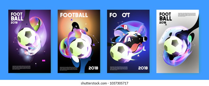 Football 2018 world championship cup background soccer. Vector colorful glow poster set background in eps 10.