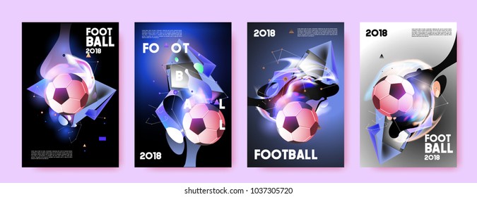 Football 2018 world championship cup background soccer. Vector colorful glow poster set background in eps 10.