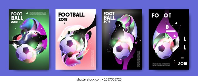 Football 2018 world championship cup background soccer. Vector colorful glow poster set background in eps 10.