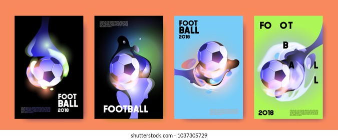 Football 2018 world championship cup background soccer. Vector colorful glow poster set background in eps 10.