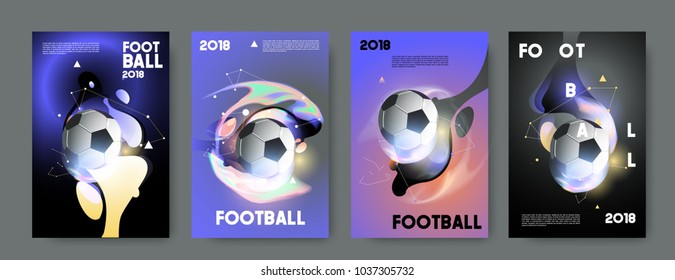 Football 2018 world championship cup background soccer. Vector colorful glow poster set background in eps 10.