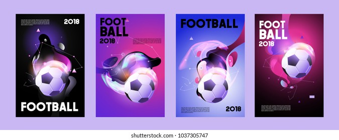 Football 2018 world championship cup background soccer. Vector colorful glow poster set background in eps 10.