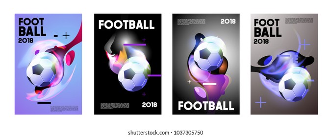 Football 2018 world championship cup background soccer. Vector colorful glow poster set background in eps 10.