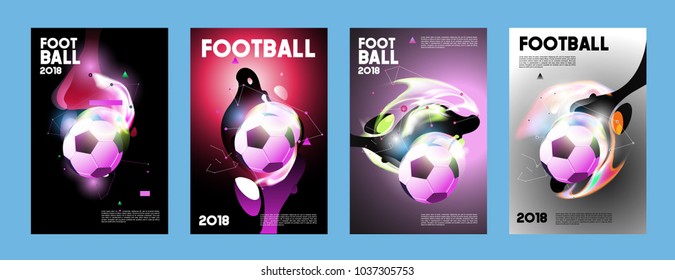 Football 2018 world championship cup background soccer. Vector colorful glow poster set background in eps 10.