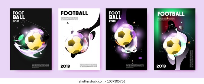 Football 2018 world championship cup background soccer. Vector colorful glow poster set background in eps 10.