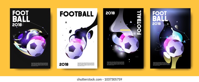 Football 2018 world championship cup background soccer. Vector colorful glow poster set background in eps 10.