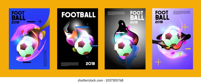 Football 2018 world championship cup background soccer. Vector colorful glow poster set background in eps 10.