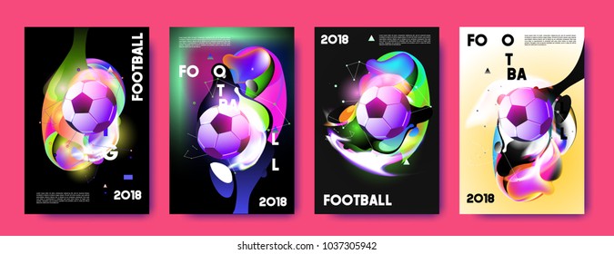 Football 2018 world championship cup background soccer. Vector colorful glow poster set background in eps 10.