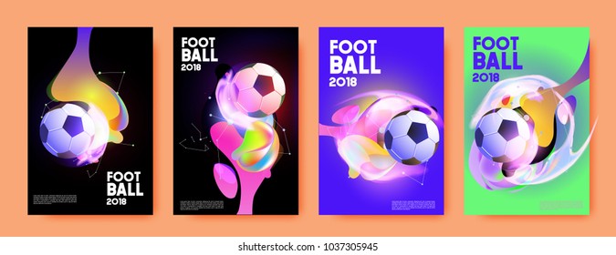 Football 2018 world championship cup background soccer. Vector colorful glow poster set background in eps 10.