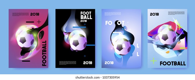 Football 2018 world championship cup background soccer. Vector colorful glow poster set background in eps 10.