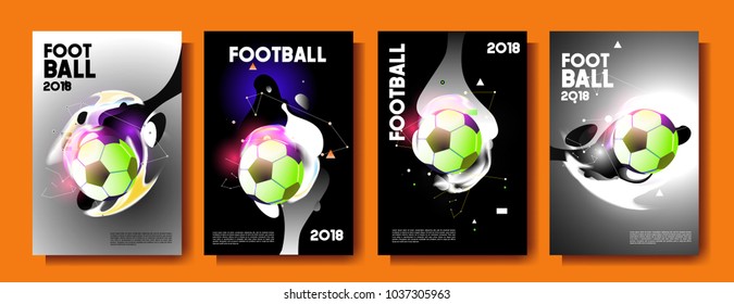 Football 2018 world championship cup background soccer. Vector colorful glow poster set background in eps 10.