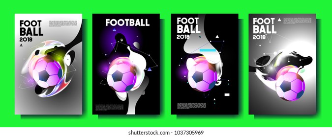 Football 2018 world championship cup background soccer. Vector colorful glow poster set background in eps 10.