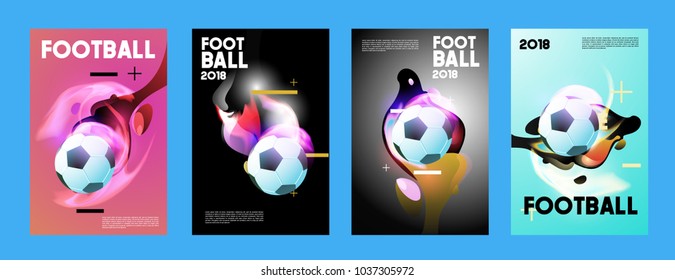 Football 2018 world championship cup background soccer. Vector colorful glow poster set background in eps 10.