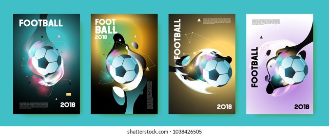 Football 2018 world championship cup background soccer. Vector colorful glow poster set background in eps 10.