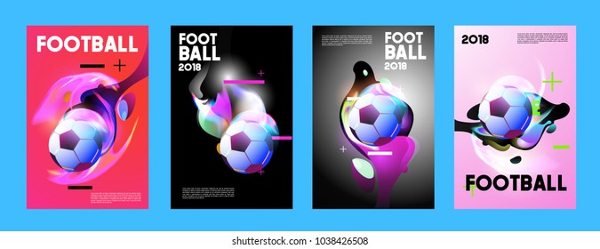 Football 2018 world championship cup background soccer. Vector colorful glow poster set background in eps 10.