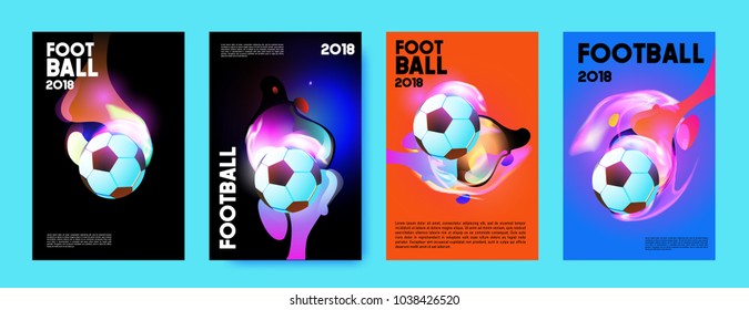 Football 2018 world championship cup background soccer. Vector colorful glow poster set background in eps 10.